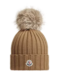 Moncler Mütze aus Wolle mit Bommel Beige