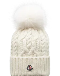 Moncler Mütze aus Wolle und Kaschmir mit Bommel Weiss