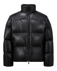 Moncler Ligont Daunenjacke aus Leder Schwarz