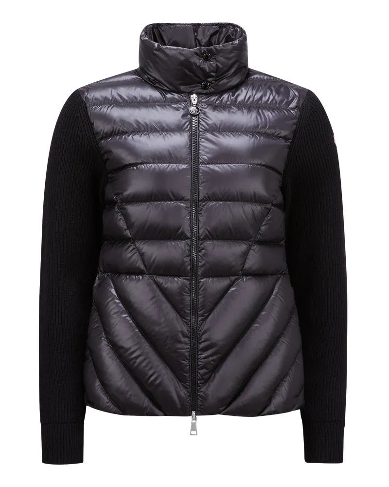 Moncler Wattierte Strickjacke aus Wolle Schwarz