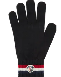 Moncler Dreifarbige Handschuhe aus Wolle Schwarz