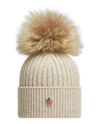 Moncler Mütze aus Kaschmir mit Bommel Beige