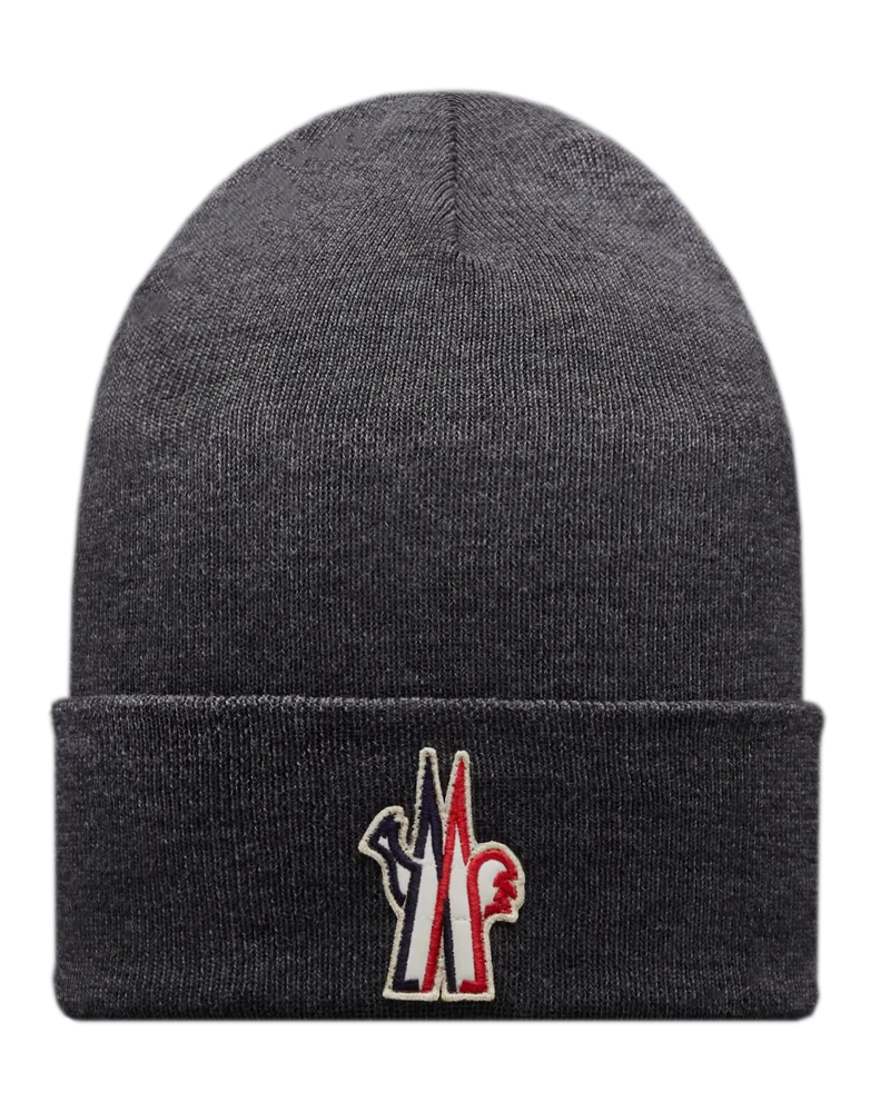 Moncler Beanie aus reiner Wolle Grau