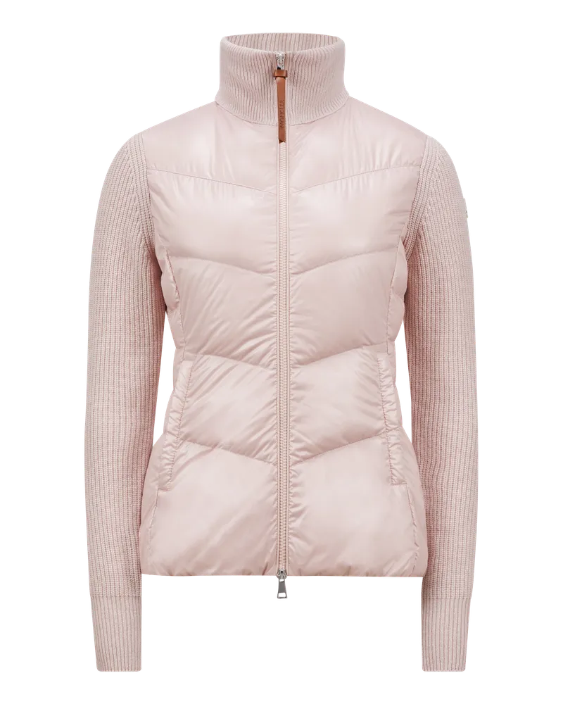 Moncler Gepolsterte Strickjacke aus Wolle mit Reißverschluss Pink