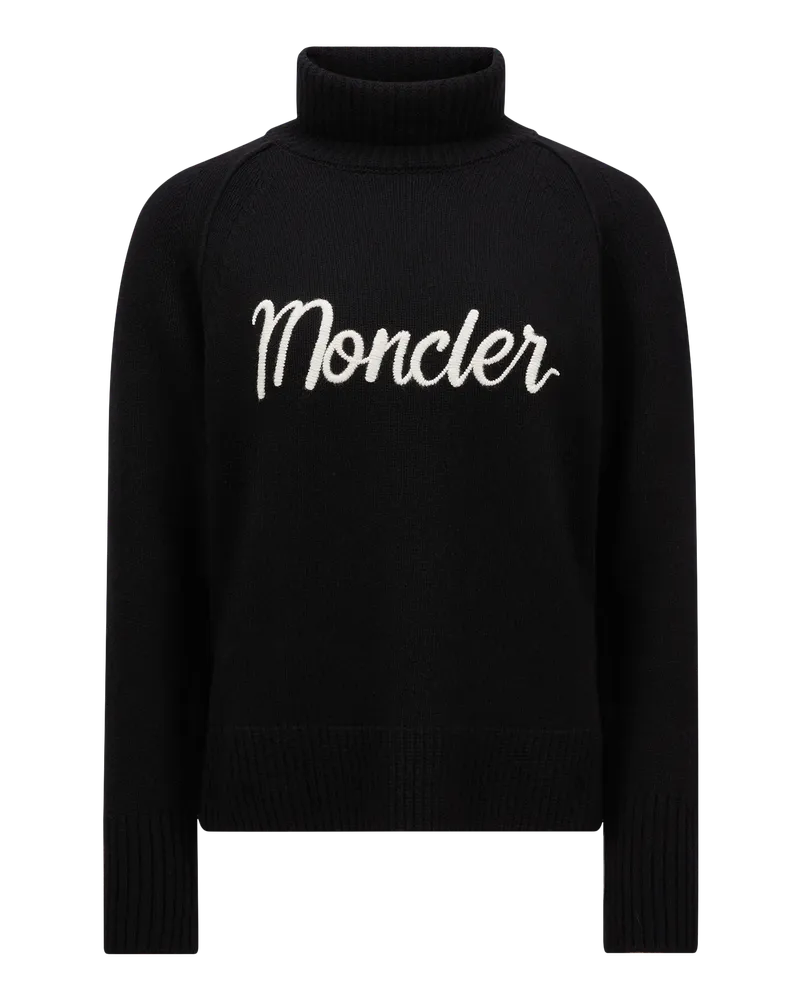 Moncler Rollkragenpullover aus Kaschmir und Wolle Schwarz