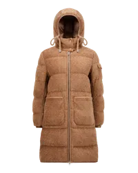 Moncler Belcastel Teddy lange Daunenjacke Braun