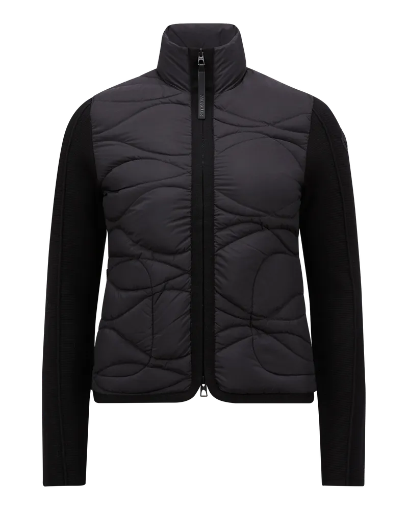 Moncler Wattierte Strickjacke aus Wolle Schwarz