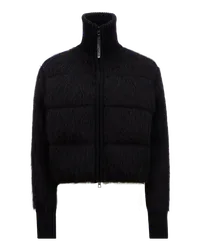 Moncler Gepolsterte Strickjacke mit Reißverschluss aus Wolle und Mohair Schwarz