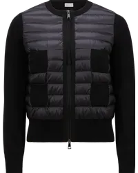 Moncler Gepolsterte Strickjacke aus Wolle mit Reißverschluss Schwarz