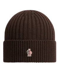 Moncler Beanie aus Wolle in Rippenstrick Braun