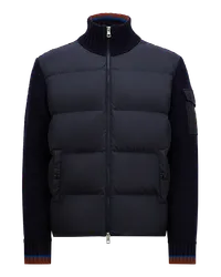 Moncler Gepolsterte Strickjacke aus Wolle mit Reißverschluss Blau