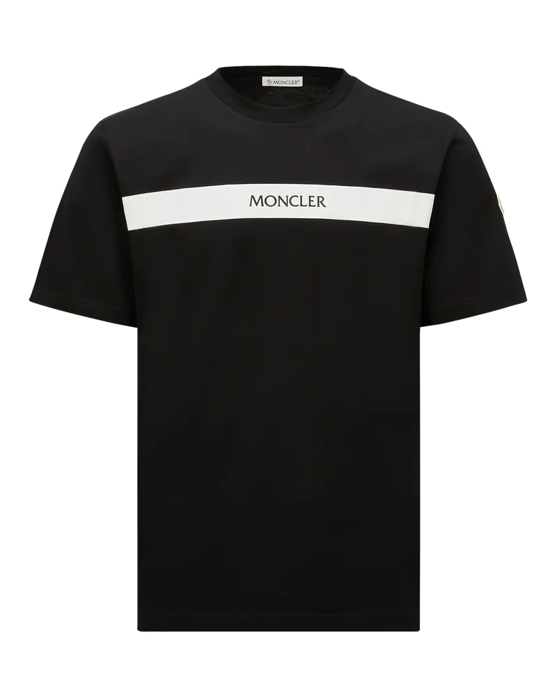 Moncler T-Shirt aus Baumwolle mit gummiertem Logo Schwarz