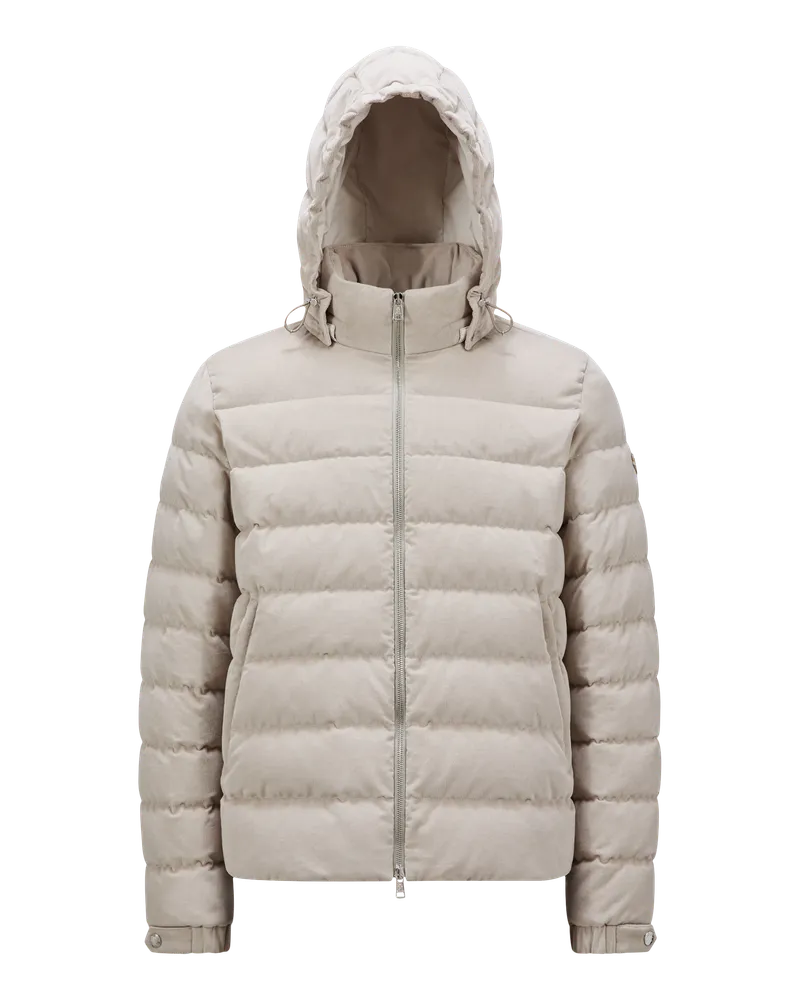 Moncler Chionea kurze Daunenjacke aus Cord mit Kapuze Beige