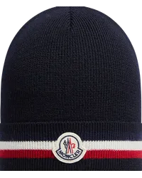 Moncler Dreifarbiges Beanie aus Wolle Blau