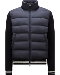 Moncler Wattierte Strickjacke aus Baumwolle Blau