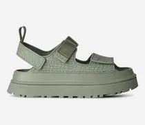 GoldenGlow Embossed Sandale für Damen in Artichoke, Größe Polyurethan