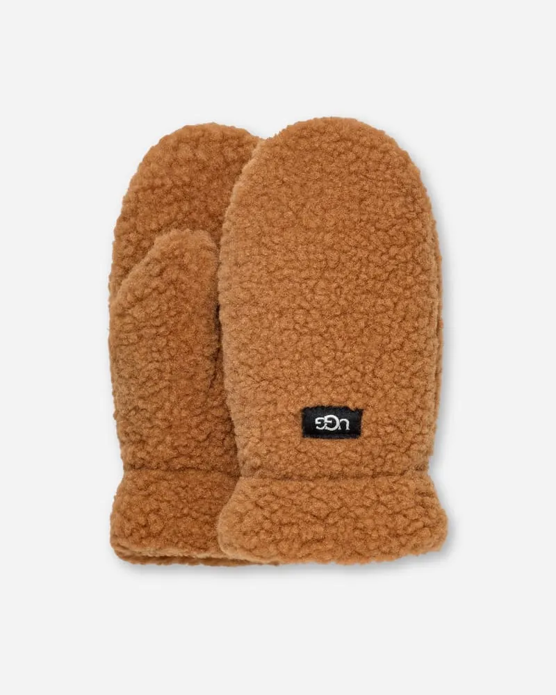 UGG Fäustlinge aus ®fluff für Kinder in Brown, Größe Fleece Chestnut