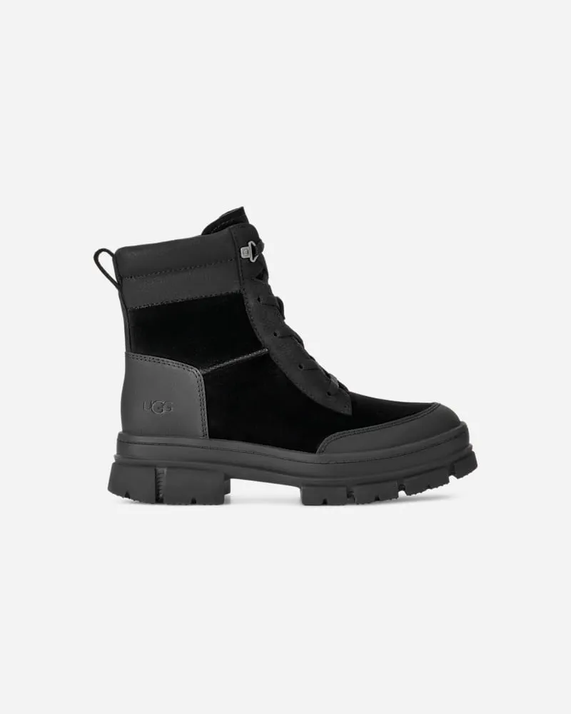 UGG Ashton Weatherized Lace Up Boot für Damen in Black, Größe Veloursleder Black