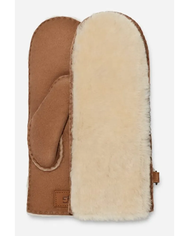 UGG Fäustlinge mit sichtbarem Lammfell Brown Chestnut