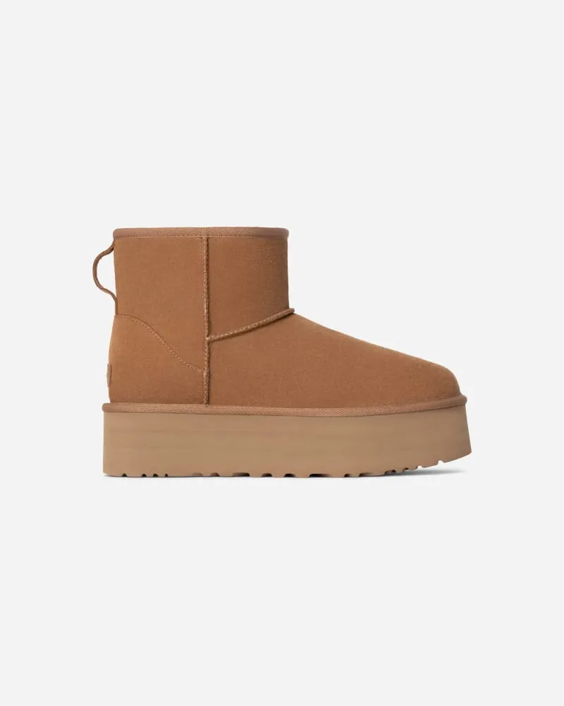 UGG Classic Mini Plateau-Boot für Damen | UGG® EU in Brown, Größe Wildleder Chestnut