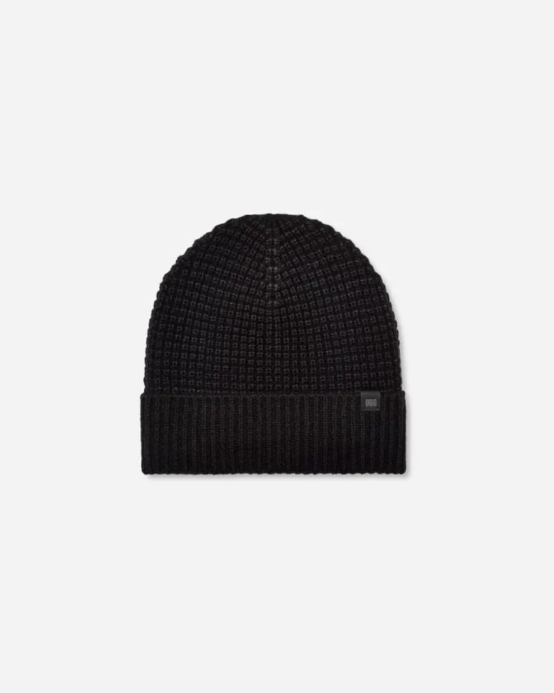 UGG ütze mit Umschlag und Waffelmuster für Herren in Black, Größe Black