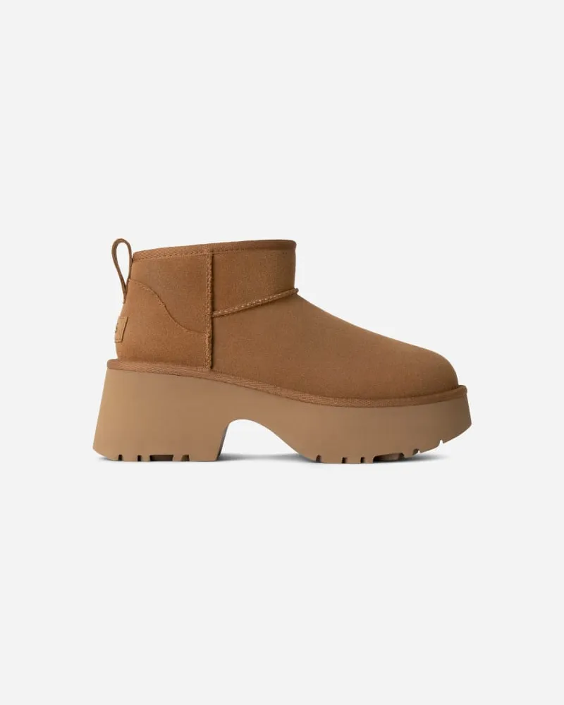 UGG Classic Ultra Mini New Heights Boot für Damen in Brown, Größe Veloursleder Chestnut