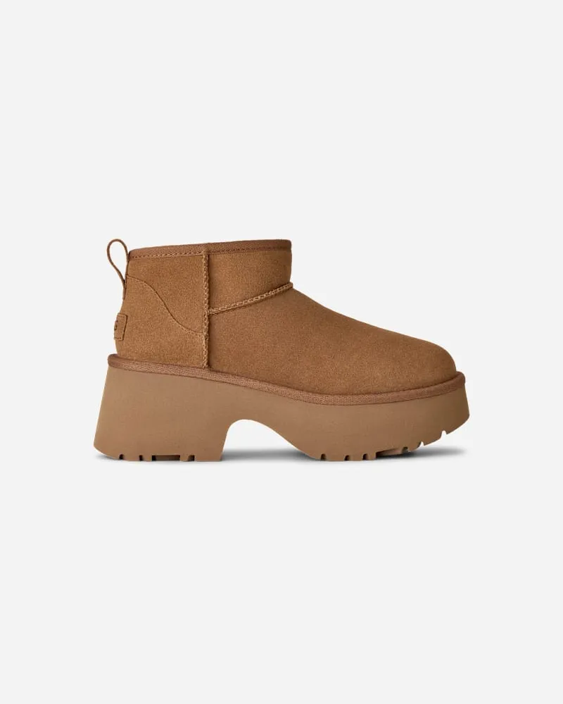 UGG Classic Ultra Mini New Heights Boot für Damen in Brown, Größe Wildleder Chestnut