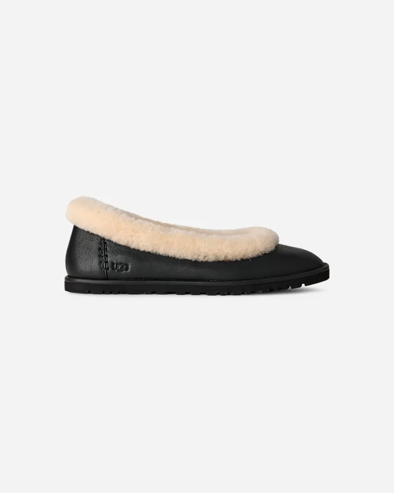 UGG Zora Ballerina aus Leder für Damen in Black, Größe Black