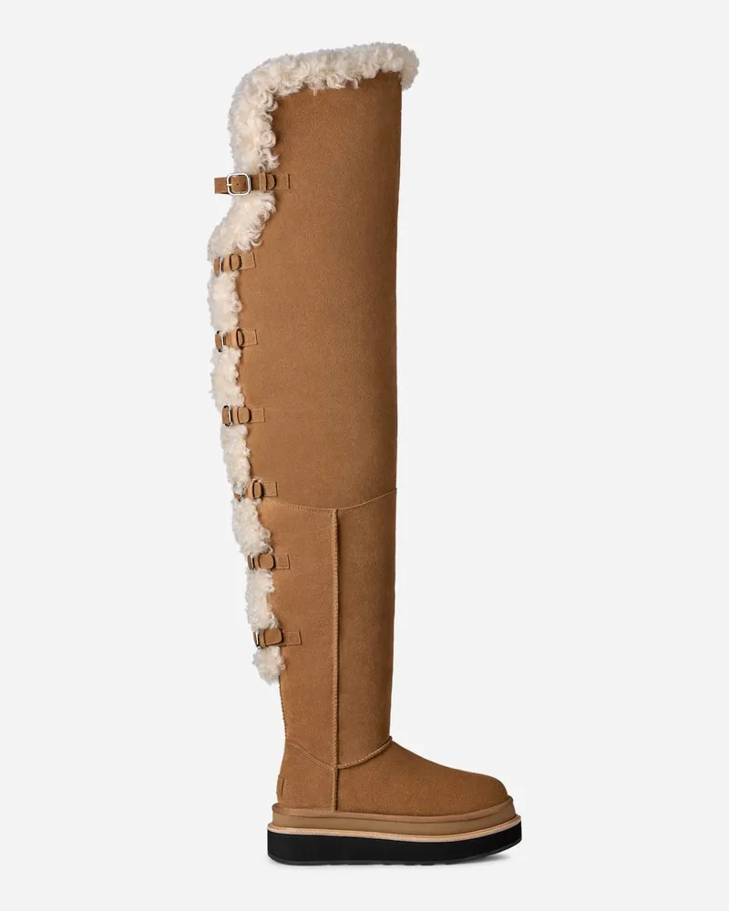 UGG sacai Overknee-Boot für Damen in Brown, Größe Veloursleder Chestnut