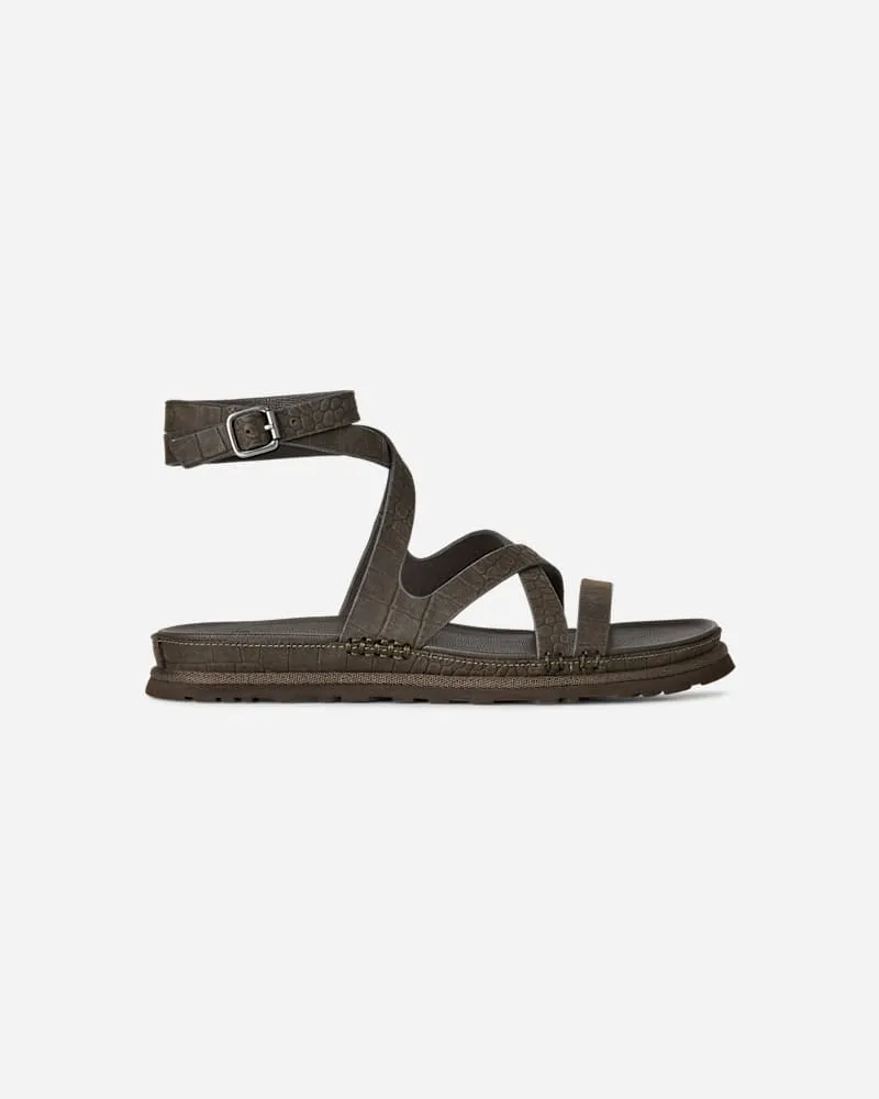 UGG GoldenGaze geprägte Sandale mit Knöchelriemen für Damen in Dense Smoke, Größe Leder Dense