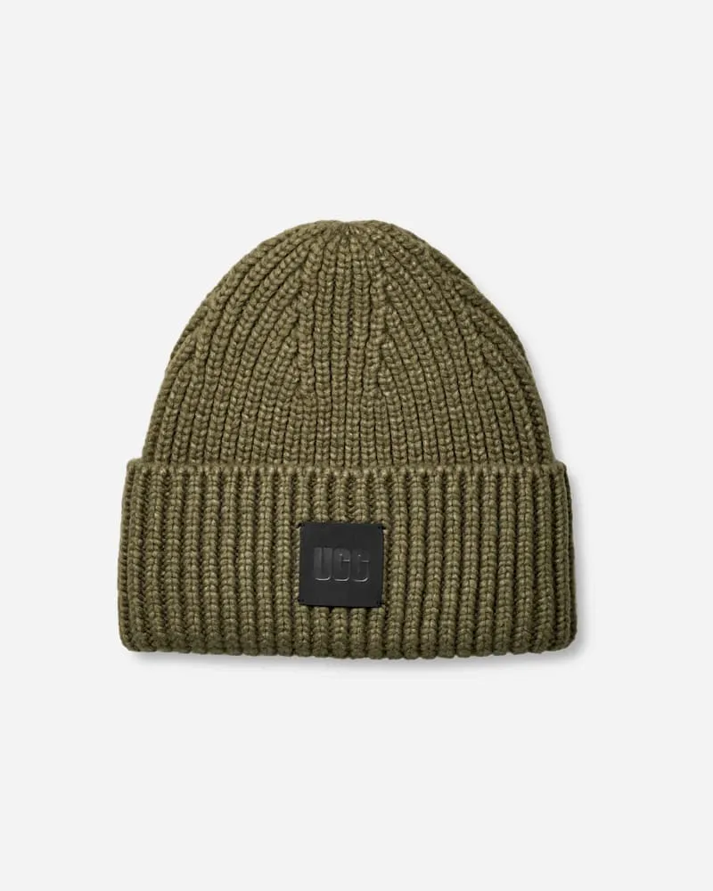 UGG Breit gerippte Beanie für Herren in Green, Größe Polyestermischung Burnt
