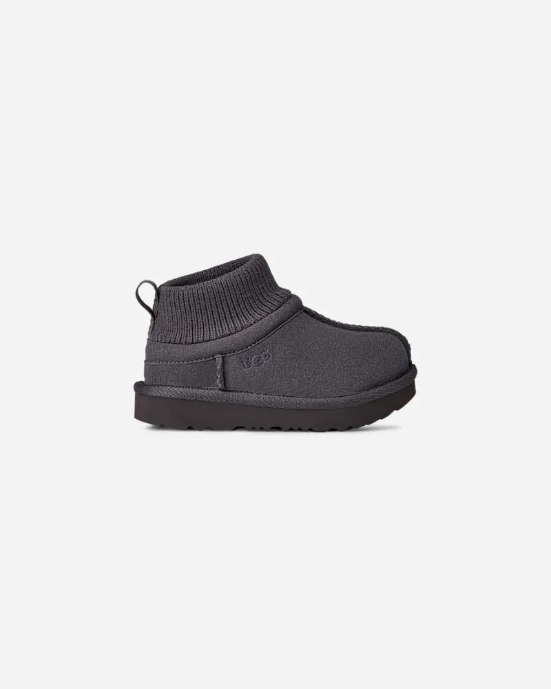 UGG Classic Ultra Mini Stretch Cuff Boot für Kinder in Grey, Größe Wildleder/Textil/Recycelte Materialien Obsidian