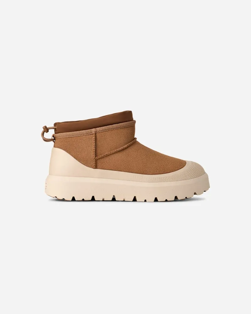 UGG Classic Ultra Mini Weather Hybrid Boot für Herren in Brown, Größe Veloursleder Chestnut