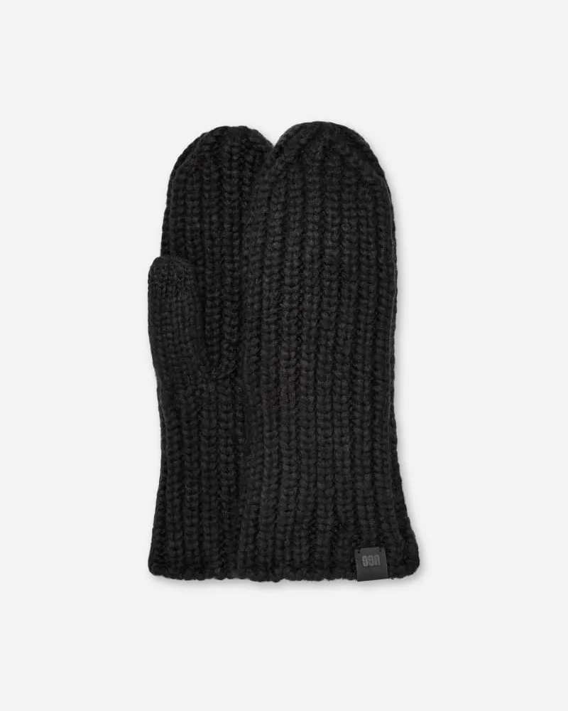 UGG Grobe Rippstrickfäustlinge für Damen in Black, Größe Black