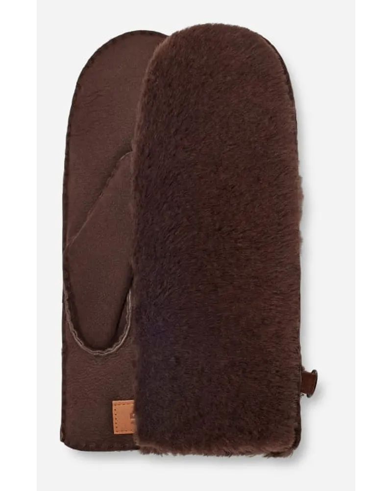 UGG Fäustlinge mit sichtbarem Lammfell Brown Burnt