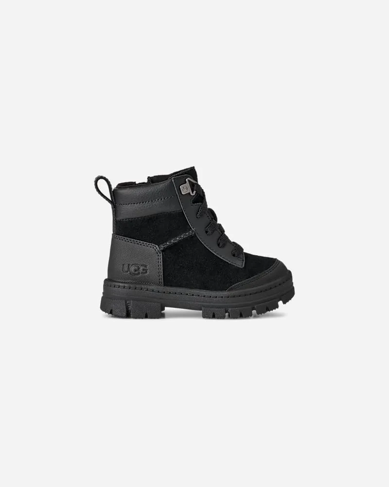 UGG Ashton Weatherized Lace Up Boot für Kinder in Black, Größe Wildleder Black