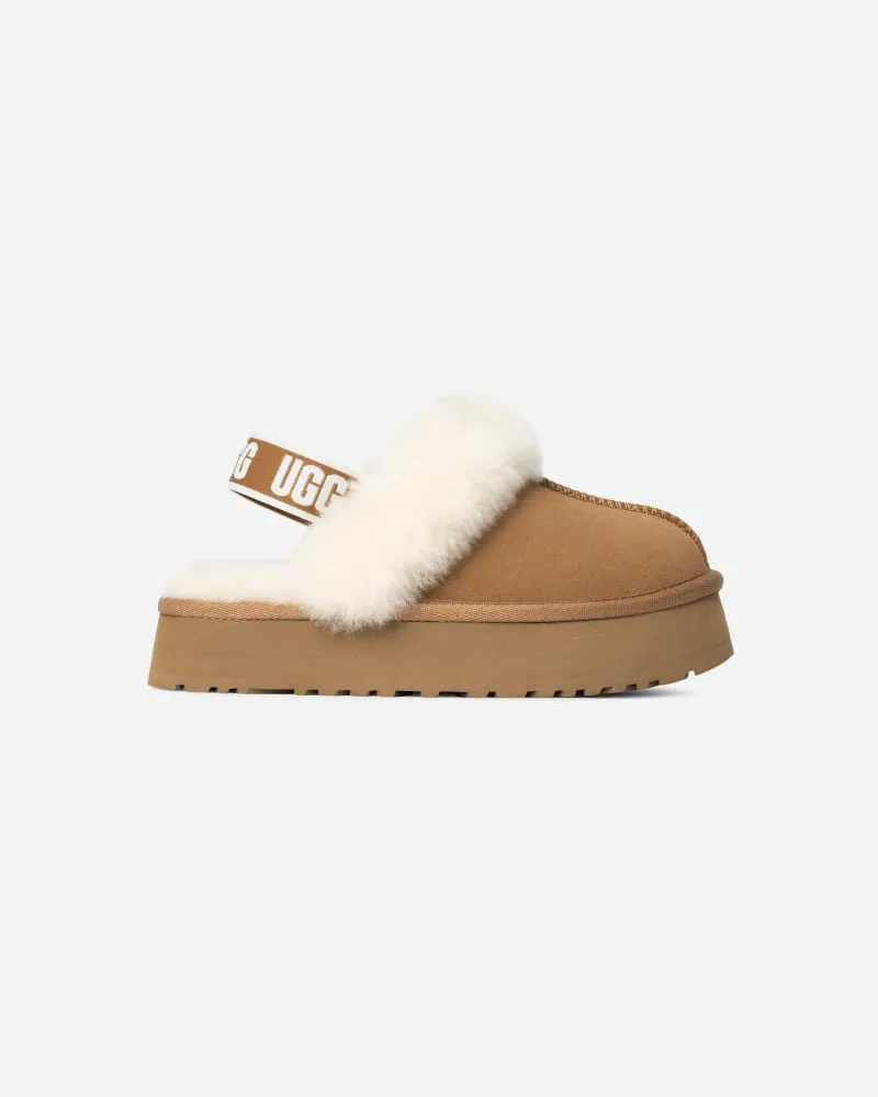 UGG Funkette Hausschuh für Kinder in Brown, Größe Veloursleder Chestnut