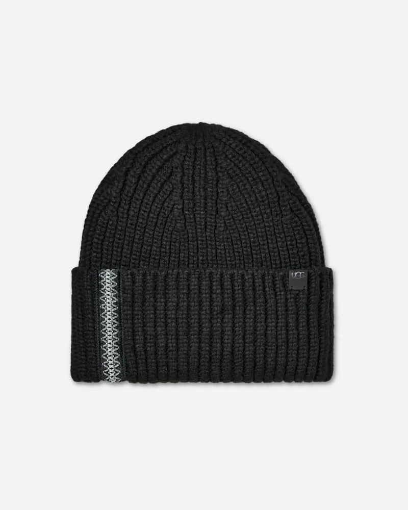 UGG Breit gerippte ®braid™ Beanie für Herren in Black, Größe Black
