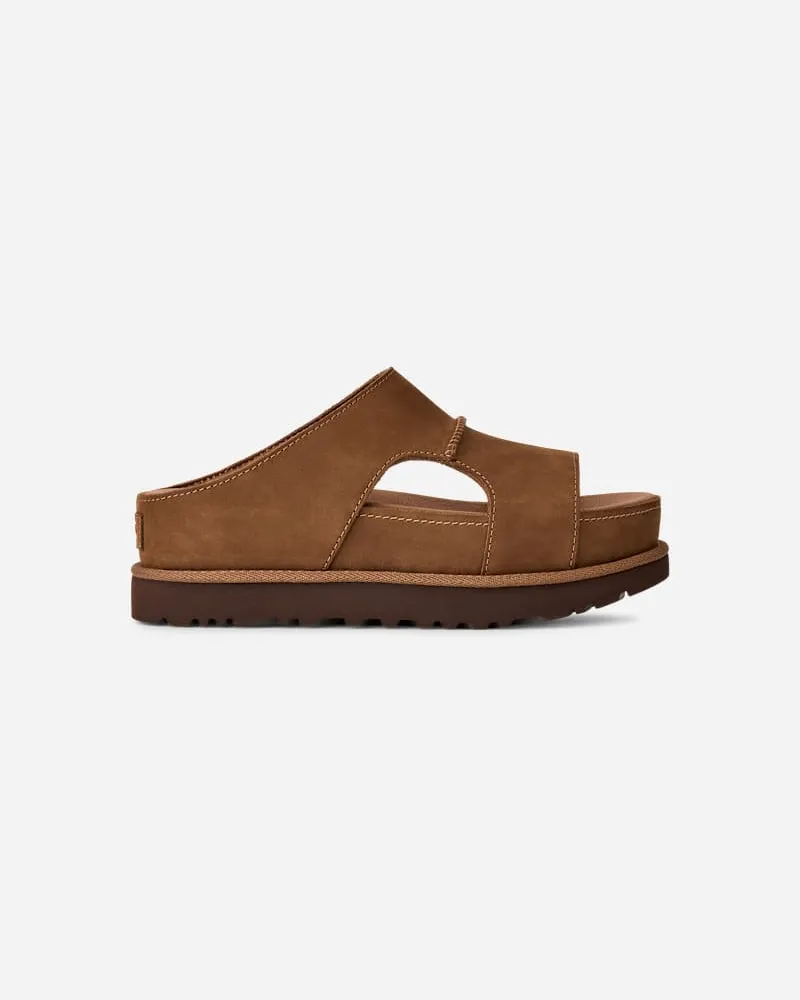 UGG Goldenstar Hi Cutout Slide für Damen in Brown, Größe Leder Dark