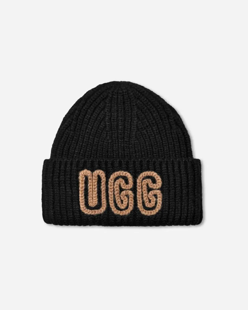 UGG Ribbed Beanie aus dickem Material für Damen in Black, Größe Acrylmischung Black