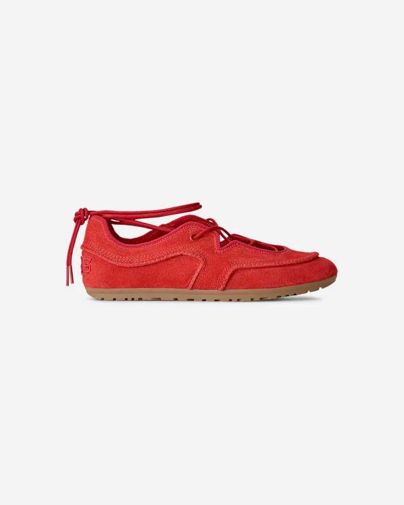 UGG Quill Ballerina-Sneaker für Damen in Red Pepper, Größe Wildleder Red