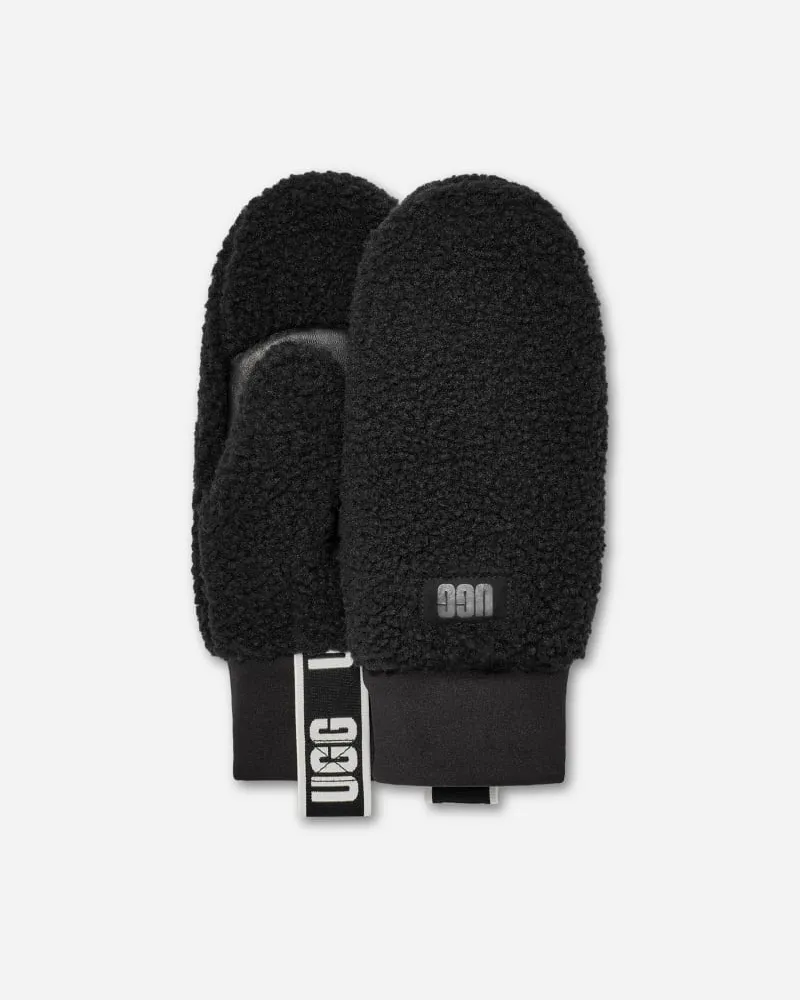 UGG Fäustlinge aus ®fluff mit Logo-Tape für Damen in Black, Größe Fleece Black