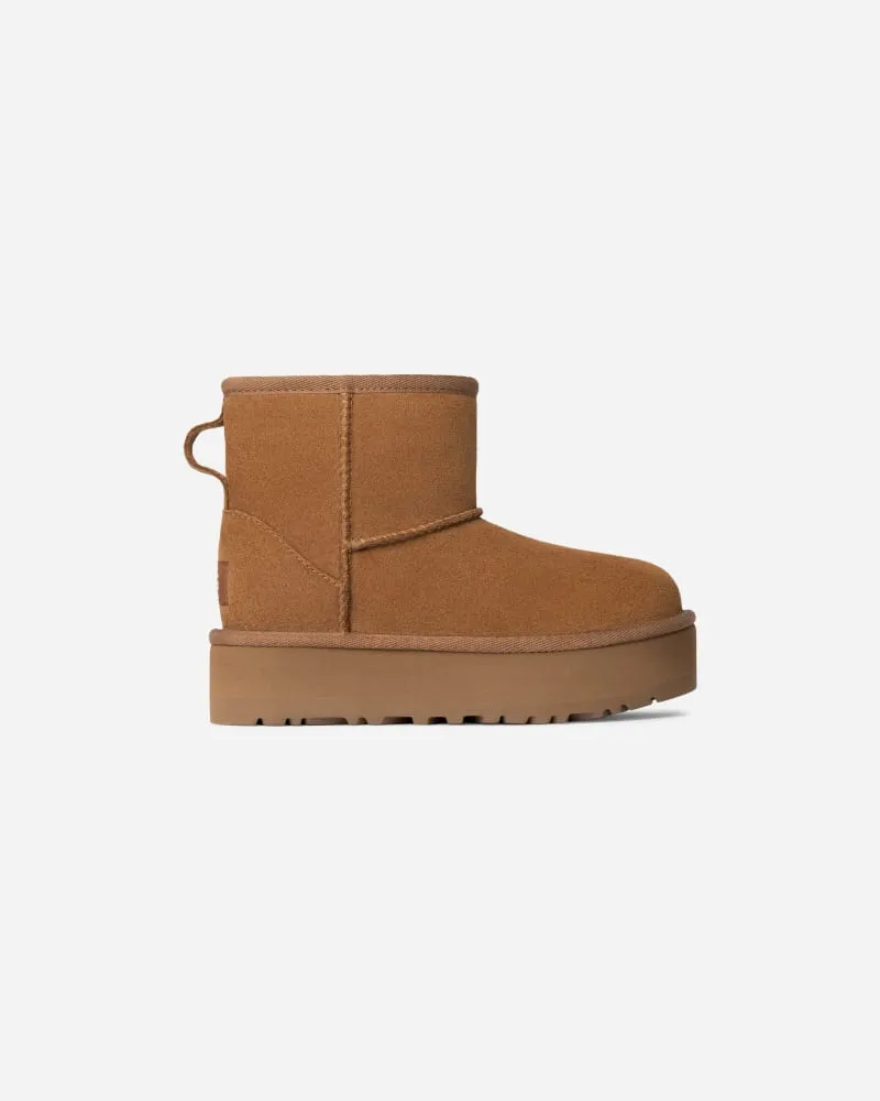 UGG Classic Mini Plateau-Boot für Kinder in Brown, Größe Wildleder Chestnut