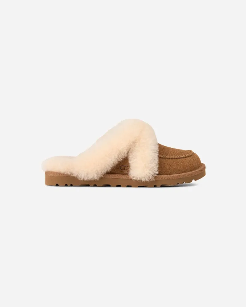 UGG Loria Fur Slide für Damen in Brown, Größe Veloursleder Chestnut