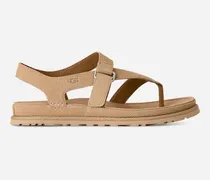 GoldenGaze Zehentrenner-Sandale für Damen in Beige, Größe Wildleder
