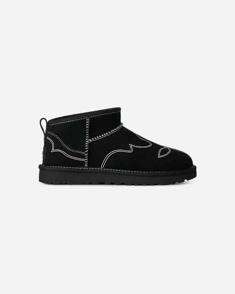 UGG Classic Ultra Mini Western Boot für Damen in Black, Größe Black
