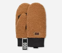 Fäustlinge aus ®fluff mit Logo-Tape für Damen in Brown, Größe Fleece