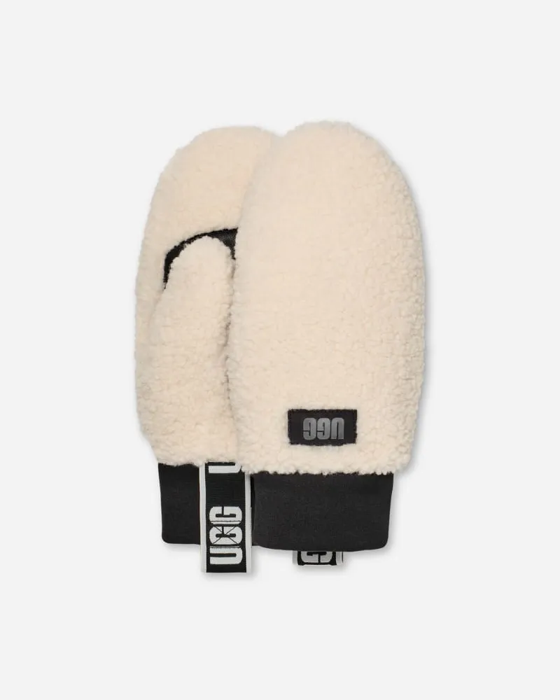 UGG Fäustlinge aus ®fluff mit Logo-Tape für Damen in Nimbus, Größe Fleece Nimbus