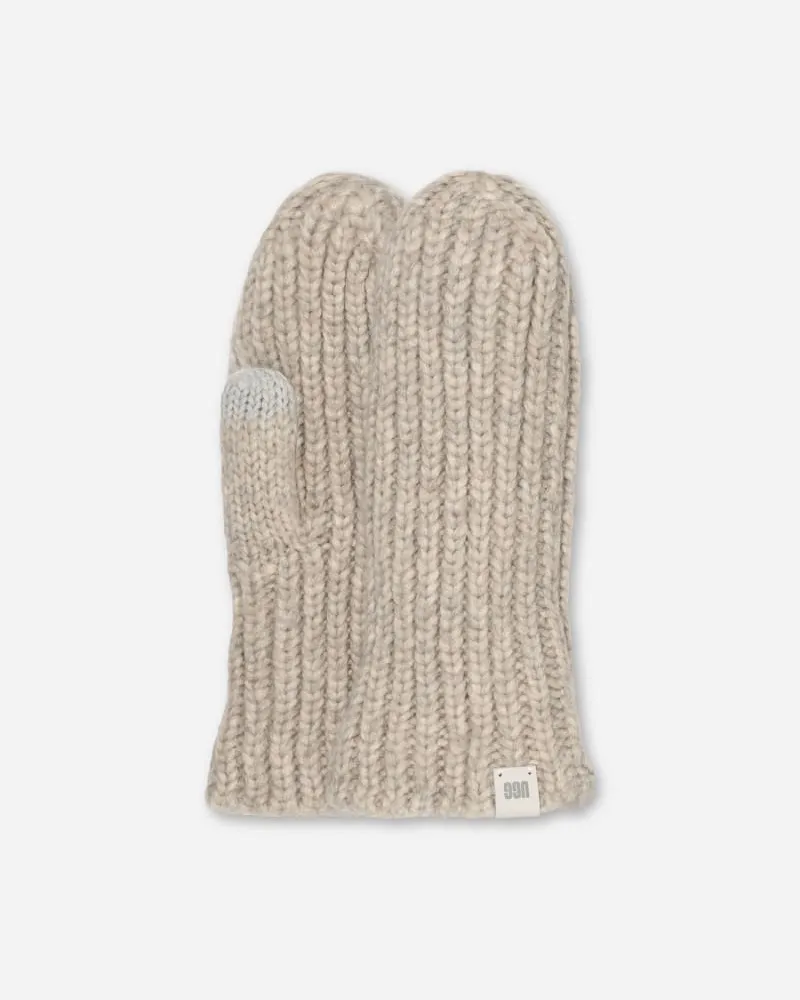 UGG Grobe Rippstrickfäustlinge für Damen in Light Grey, Größe Light