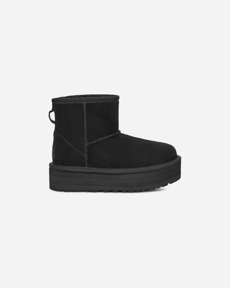 UGG Classic Mini Plateau-Boot für Kinder in Black, Größe Wildleder Black